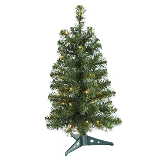 Nearly Natural; 2ft. Pre-Lit Artificial Christmas Tree, Clear LED Lights; Category:Christmas Tabletop & Accent Trees; Image:1